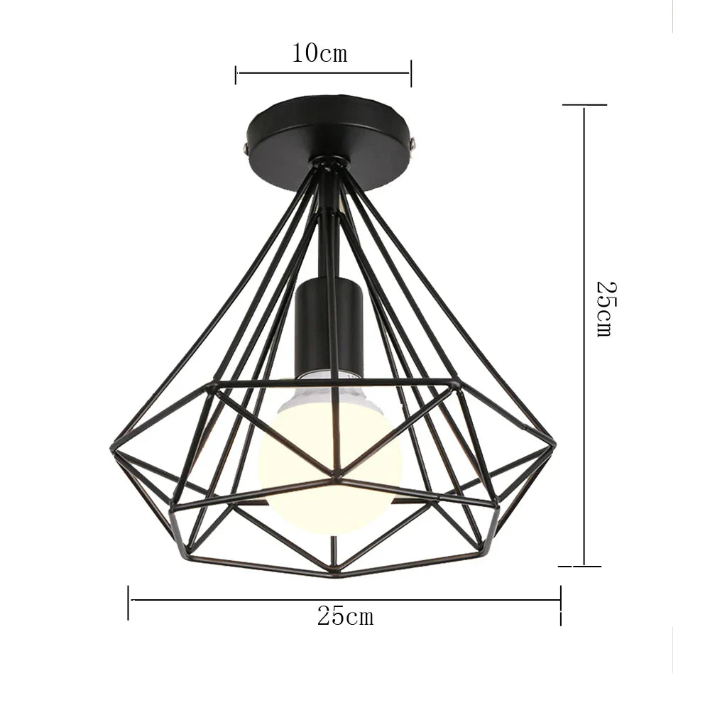 Iron Cage Ceiling Light Modern Nordic Retro Black Loft E27 Home Lighting