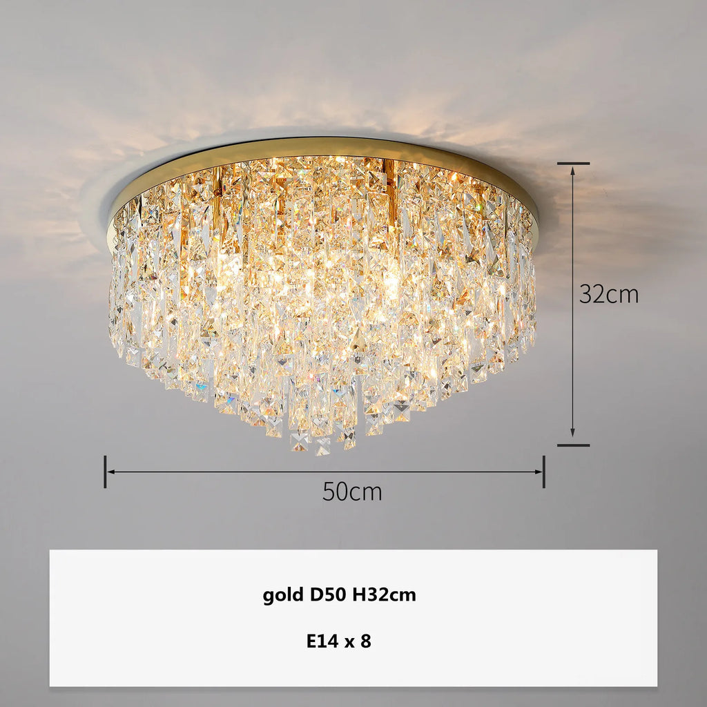 Modern Bedroom Crystal Ceiling Lamp Gold/Chrome Steel LED Lights
