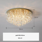 Modern Bedroom Crystal Ceiling Lamp Gold/Chrome Steel LED Lights