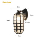 Retro Vintage Black Glass Outdoor Wall Sconce Luminaire