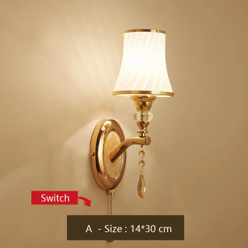 Nordic Glass Shade LED Wall Lamp with Switch for Living Room Bedroom