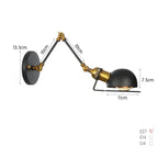 Swing Arm LED Wall Lamp Adjustable White Black Bedside Study Loft Vintage Reading Light