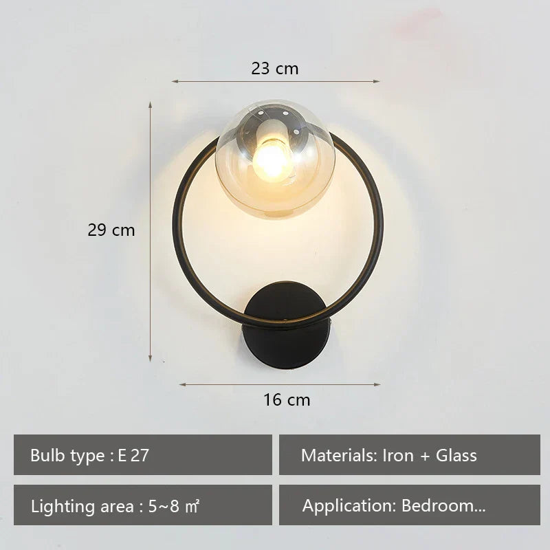 Nordic Luxury Wall Lamp Black Brass LED Indoor Stairs Corridor Light