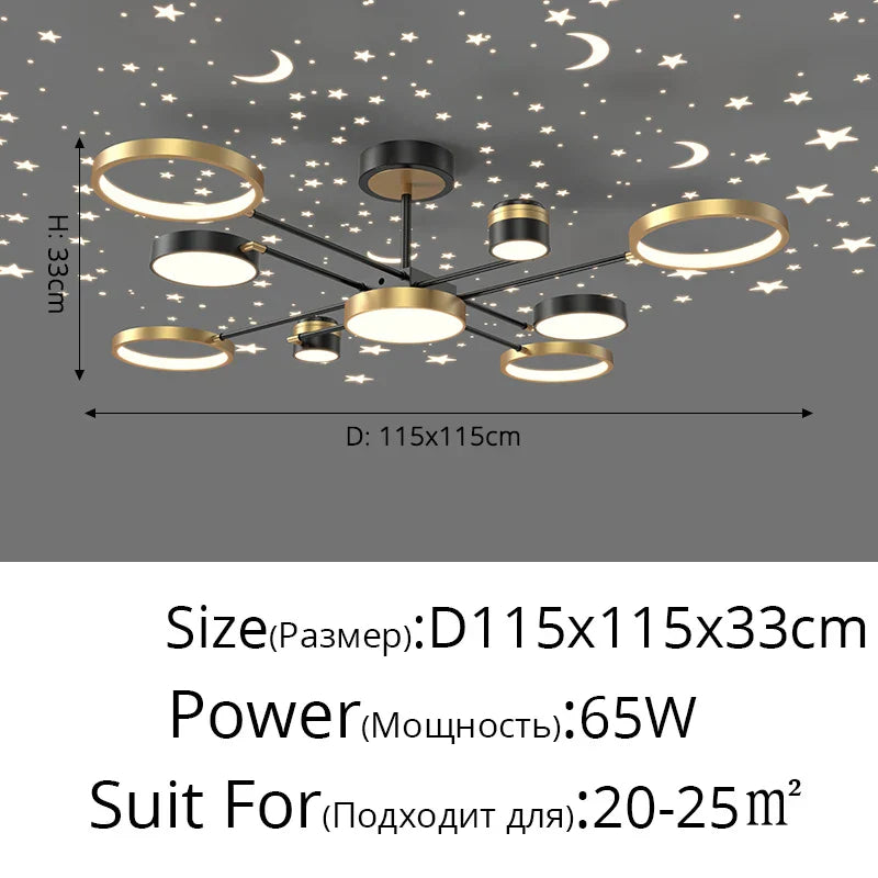 Modern LED Ceiling Chandelier | New Star Projection | Living Room Bedroom Lighting Fixtures