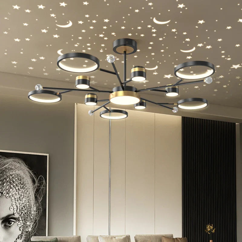 Modern LED Ceiling Chandelier | New Star Projection | Living Room Bedroom Lighting Fixtures