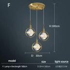 Nordic Crystal Chandelier Pendant for Bedroom Bar, Modern Luxury LED Light