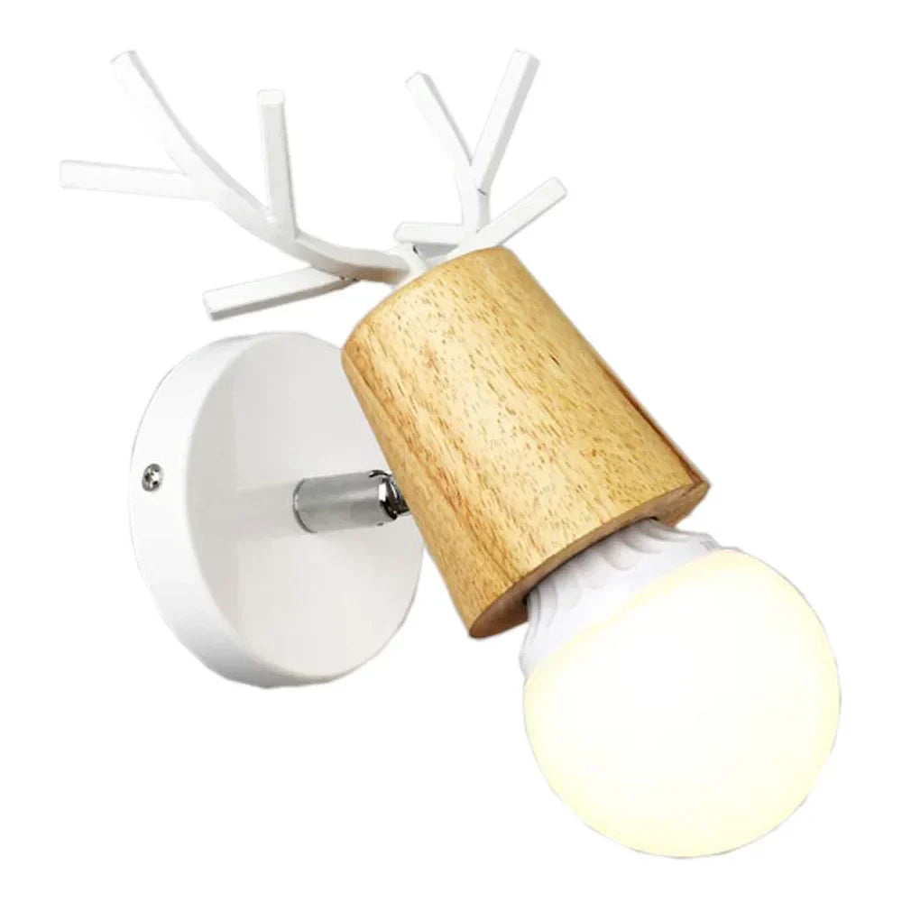 Modern Nordic Wood Wall Lights Bedroom Lamp Black White LED Sconce Lighting