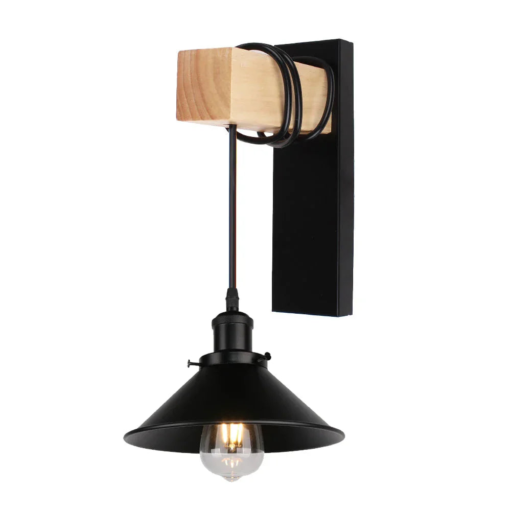 Industrial Iron Wood Wall Lamp E27 Modern Nordic Sconce by for Home Decor Bedroom