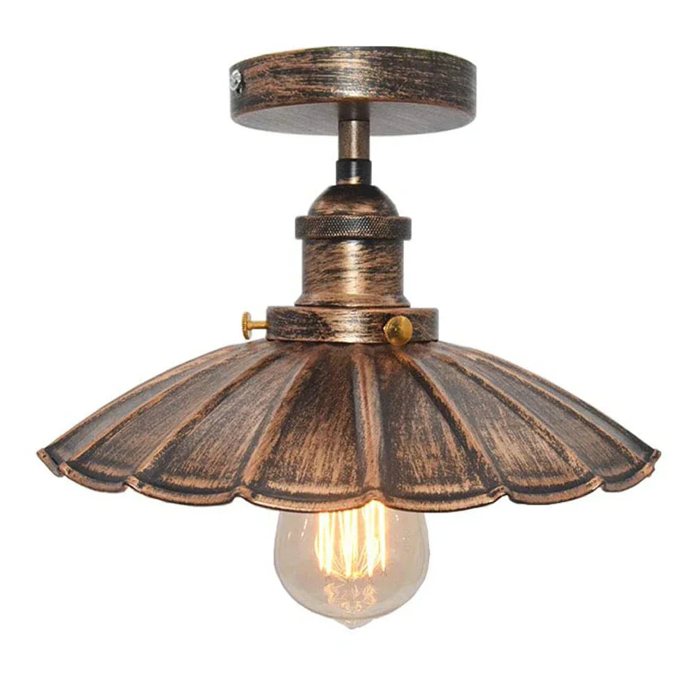 Iron Ceiling Light: Vintage Industrial Flush Mount for Home Bedroom Kitchen Living Room