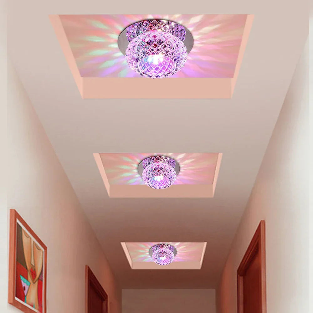 Crystal LED Ceiling Chandelier for Aisle, Balcony, Porch, and Corridor Lighting