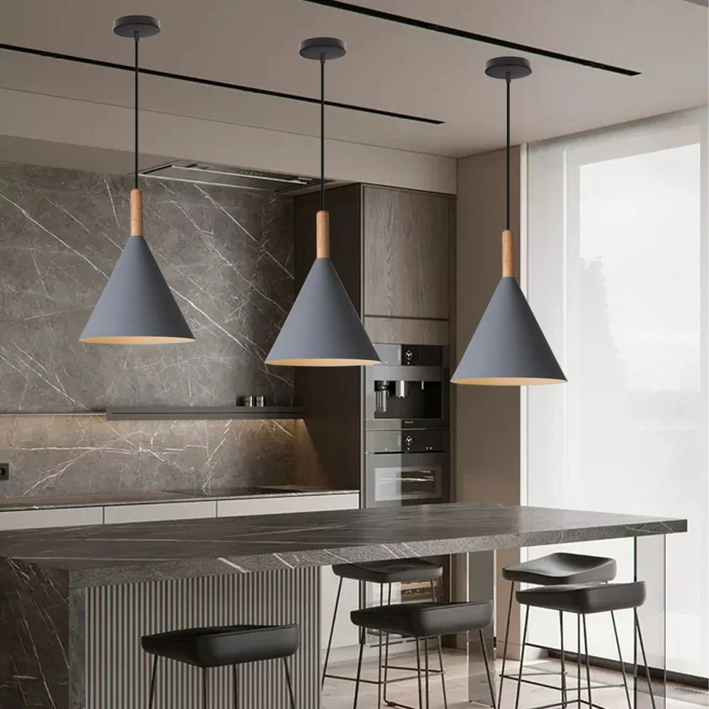 Nordic Wood LED Pendant Lights for Modern Kitchen Bars Bedroom Decor