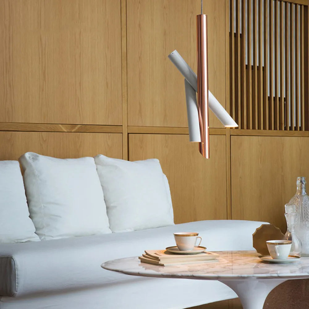 Tubes Pendant Light: Modern Designer Rose Gold Lamp for Study Office Restaurant