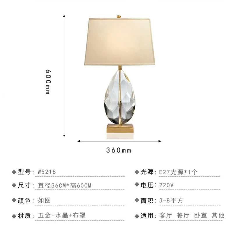 Crystal Table Lamp: Nordic Light Luxury Design for Bedroom Bedside