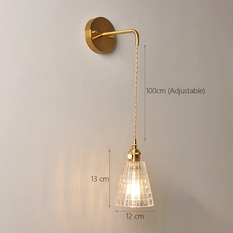 Glass Wall Sconce Lamp for Bedroom, Modern Led Bedside Light E27 Fixtures