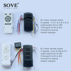 Black Wood Industrial Ceiling Fan Remote Control DC 220v