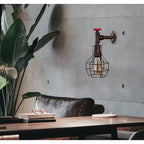 Vintage Industrial Iron Rust Wall Lamp Retro Cage Sconce for Living Room
