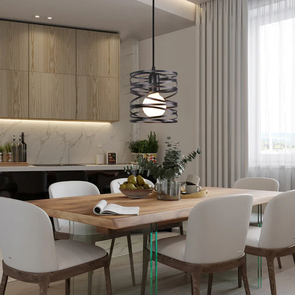 Ribbon Spiral Swirl LED Pendant Chandelier for Living Room & Kitchen