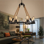 Vintage Ring Chandelier: Loft Style 6/8 Lights American Edison Wrought Iron Retro Rustic Lighting