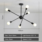 Modern Rod Iron Sputnik Chandelier Vintage Ceiling Lamp for Home Lighting
