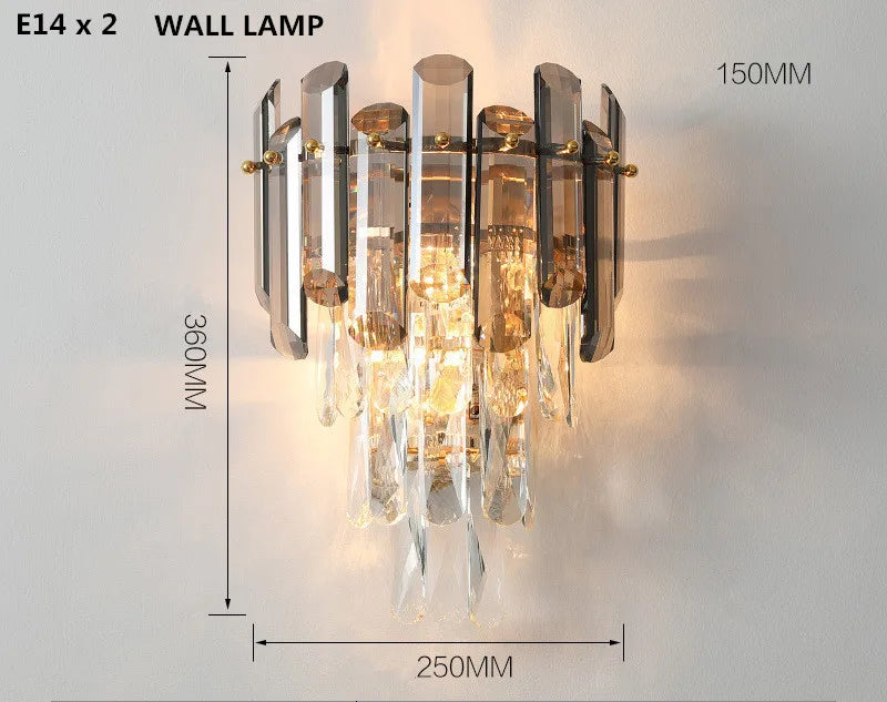 Gray/Clear Crystal K9 LED Pendant Lamp for Modern Luxury Living Room