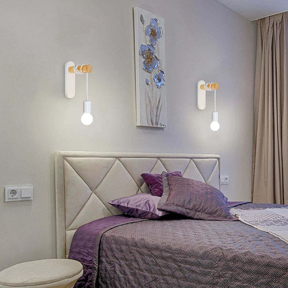 Industrial Iron Wood Wall Lamp E27 Modern Nordic Sconce by for Home Decor Bedroom