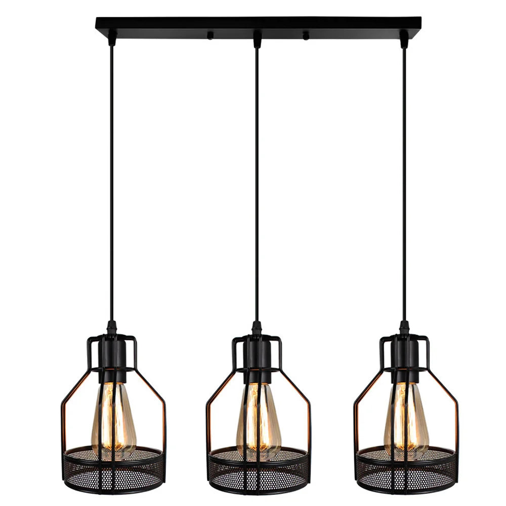 Modern Black Cage LED Pendant Light for Home & Commercial Lighting