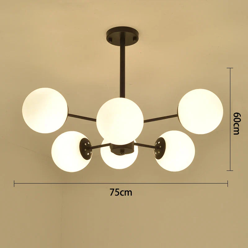 Black/Gold Glass Pendant Light for Living Room Bedroom Restaurant