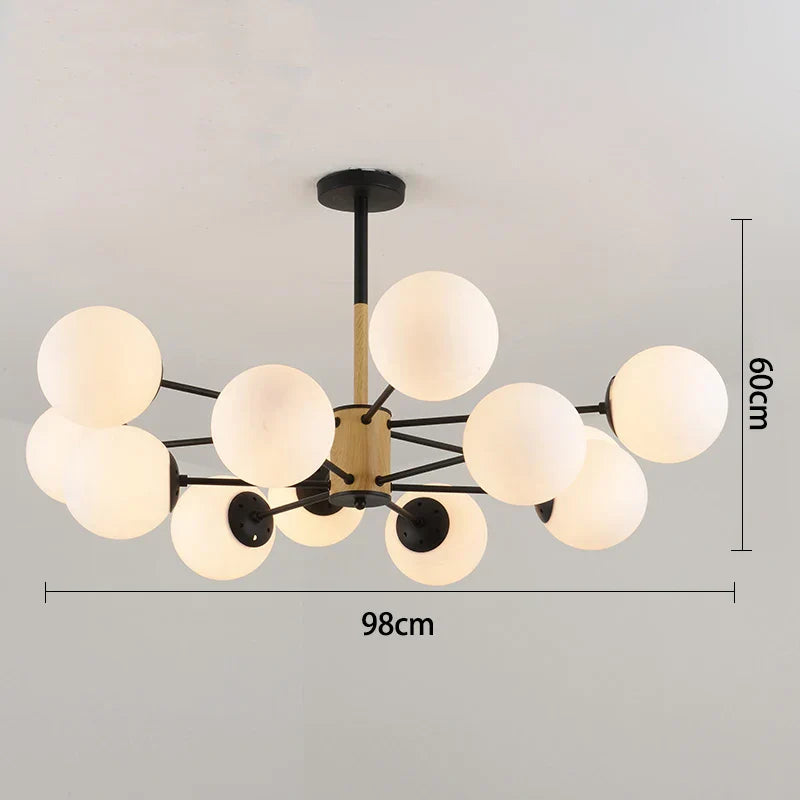 Black/Gold Glass Pendant Light for Living Room Bedroom Restaurant