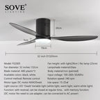 Modern Low Floor LED Ceiling Fan, DC Remote Control Ventilador De Techo
