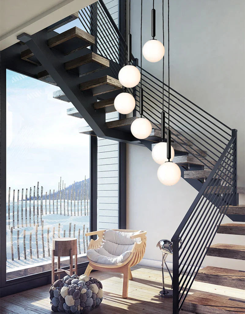 Glass Ball LED Pendant Light for Bedroom and Bar, Modern Globe Hanging Ceiling Lamp