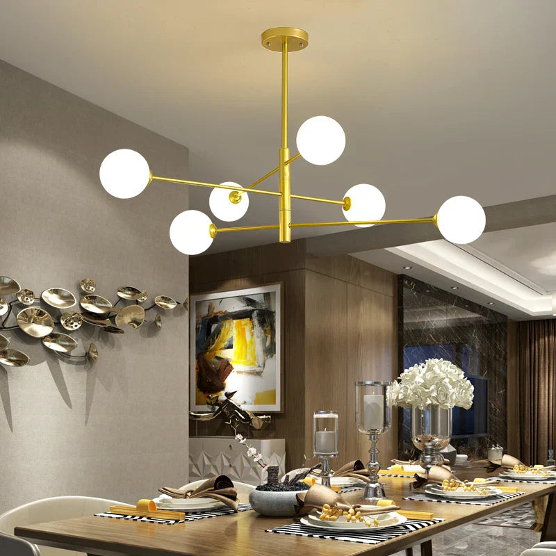 Black/Gold G9 LED Chandelier for Living Room Bedroom Modern Pendant Lighting