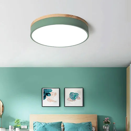 Modern Ultra-thin LED Ceiling Light Panel Solid Wood Surface Mount