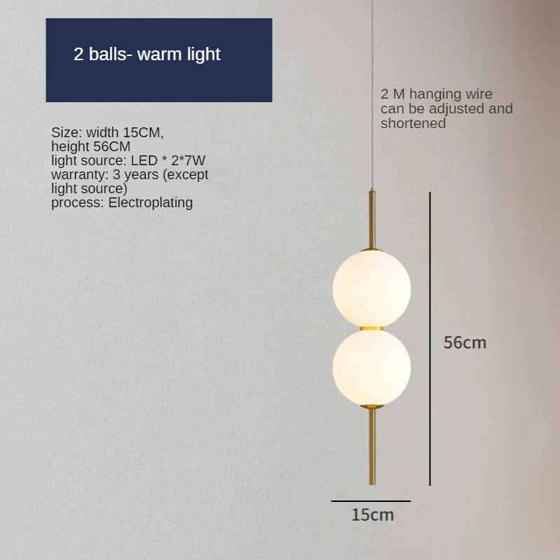 Glass Ball LED Pendant Lamps - Warm Milky White Hanging Lights