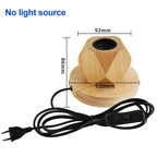 Retro Wood Table Lamp with E27 Socket, Vintage Design, and European Plug for Bedside Décor