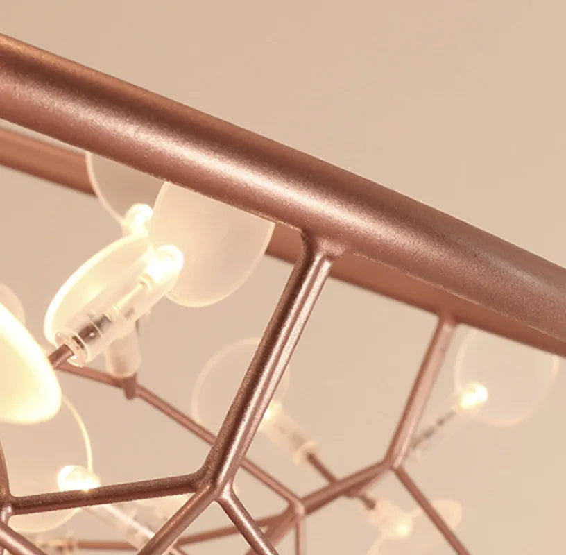 Modern Nordic Heracleum Chandelier Light in Black/Rose Gold for Living Room & Kitchen