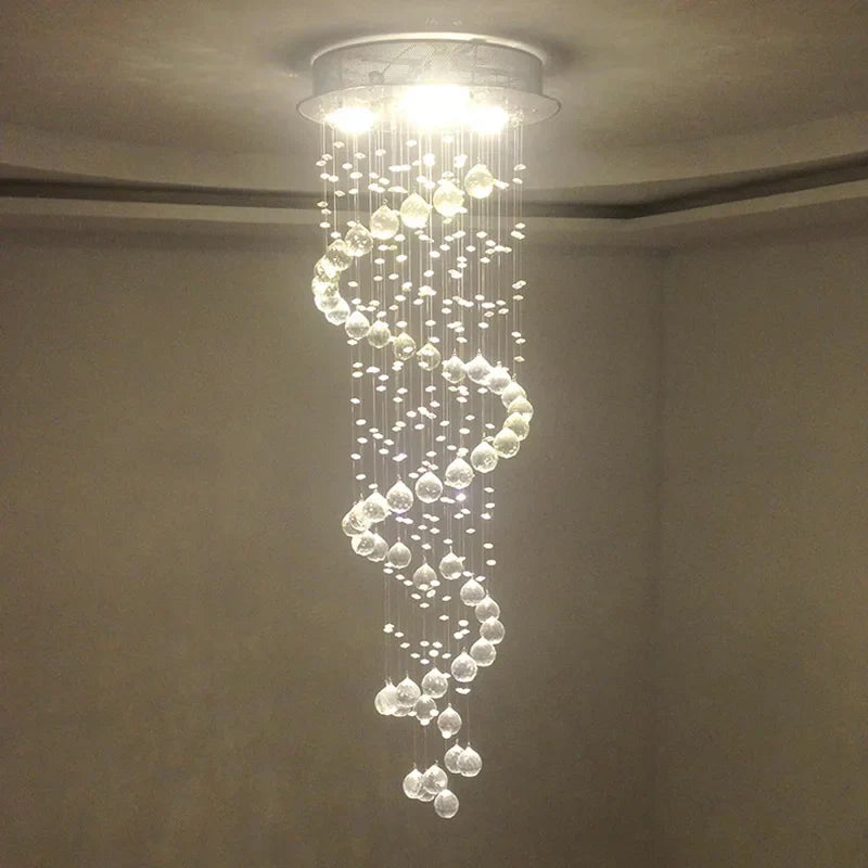 Crystal Chandeliers: Modern Spiral Living Room Lighting for Stair Lamp, Bedroom, Hotel Hall