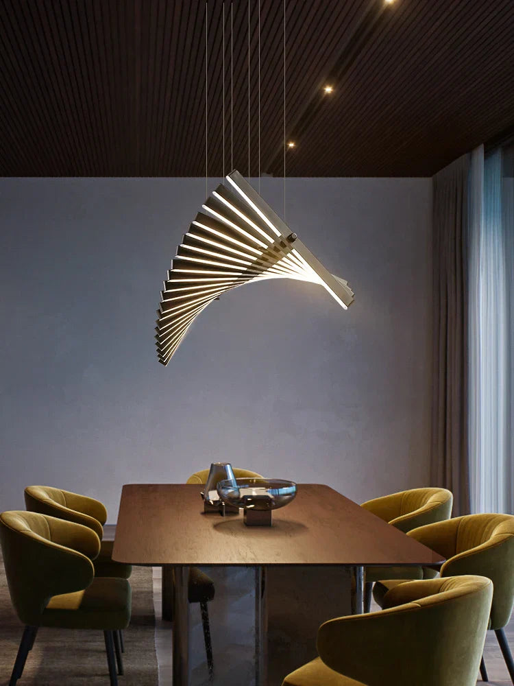 Linear Fishbone Chandelier: Nordic Minimalist Dining Room Office Living Room Lighting