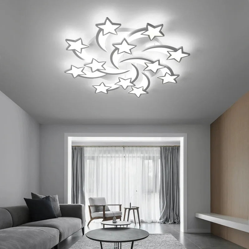 Modern LED Star Chandelier with Remote Control Indoor Lighting