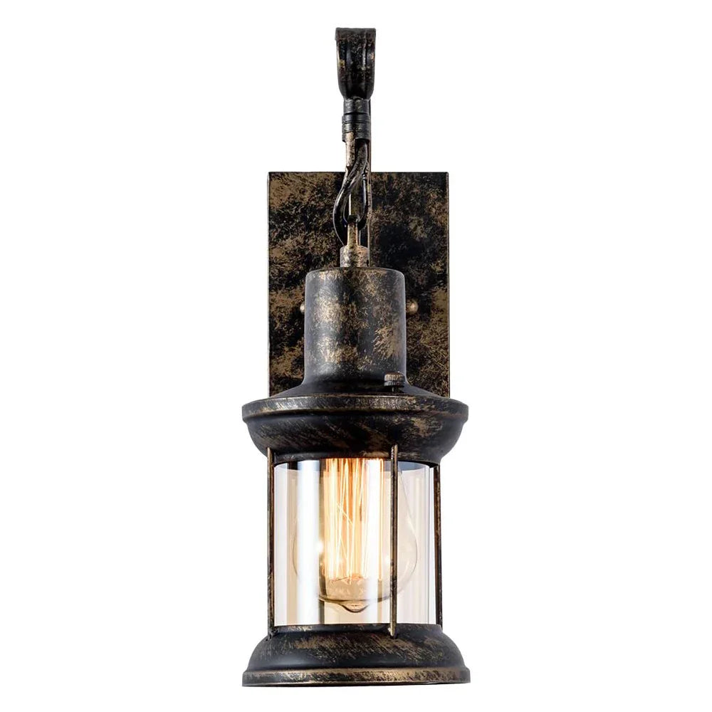 Industrial Vintage Wall Light: Retro Metal Indoor Fixture with Glass Shade Cover