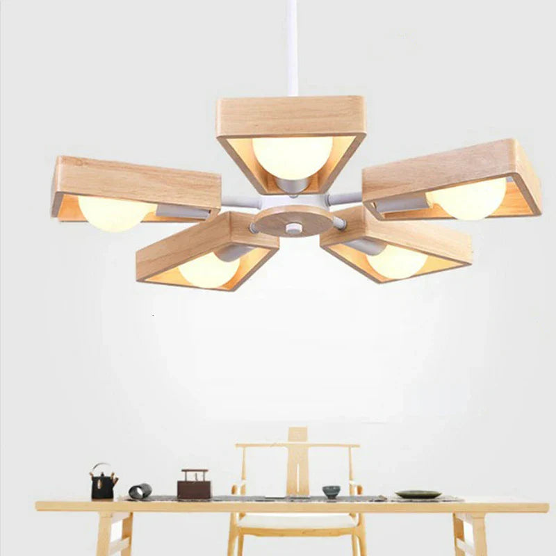 Windmill Wooden Chandelier - LED Loft Industrial Lighting for Home Decor