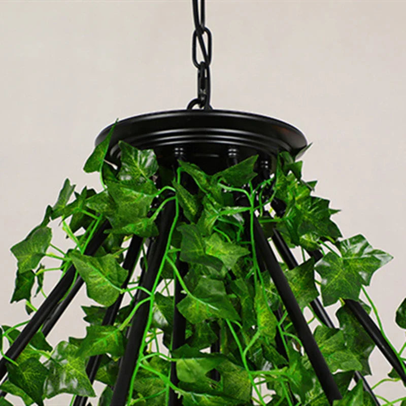 Green Leaf Chandelier: Multi Heads Simulation for Bar, Milk Tea Shop, Corridor Lighting