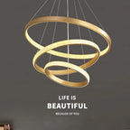 Gold Circle Chandelier Creative LED Lighting Modern Indoor Fixtures