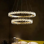 Crystal LED Chandelier: Luxury Lighting for Living, Dining, Kitchen - Elegant Iron & Aluminum Design
