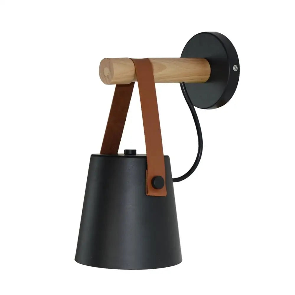 Modern Nordic Wood Wall Lights Bedroom Lamp Black White LED Sconce Lighting