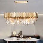 Gold Metal LED Pendant Lights Adjustable Living Room Dining Round Fixture