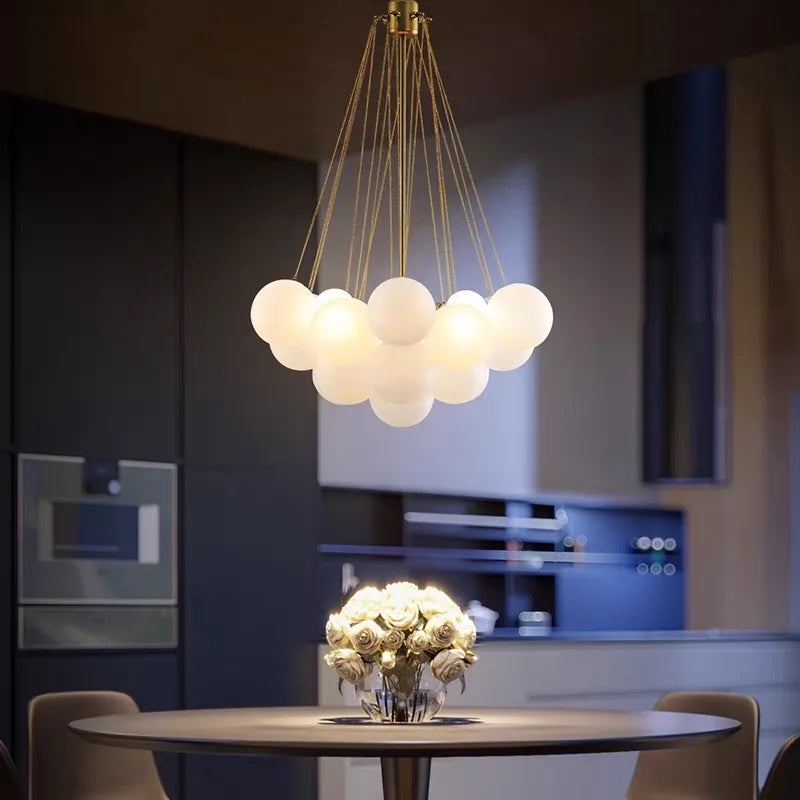 Modern Glass Ball Chandelier LED Lighting Fixtures for Restaurant and Children's Room