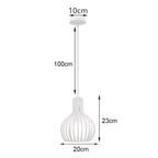 White Cage Industrial Pendant Light Fixture - Modern Loft Hanging Lamp