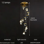 Crystal Square Rhombic LED Chandelier for Duplex Villa Living Room & Restaurant