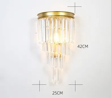 Black Gold Crystal Wall Lights for Bedroom Living Room Home LED Sconce