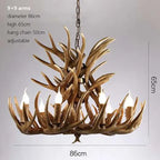 Antique Resin Antler Chandelier - Luxury Vintage Lighting Fixtures